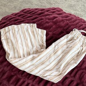 LOFT Tan and White Striped Pants